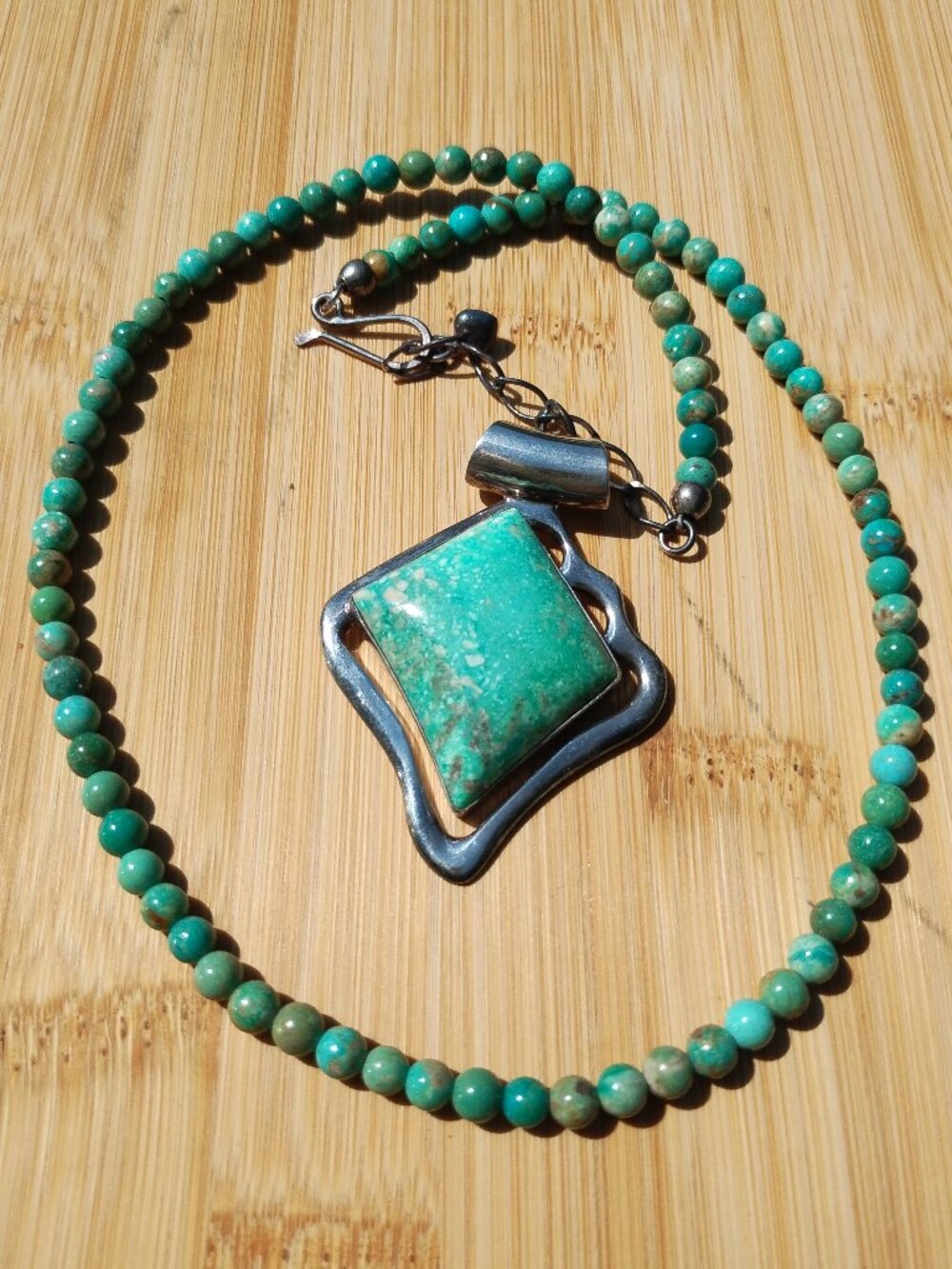 Jay King DTR blue green Turquoise necklace and pendant 925 Sterling Silver